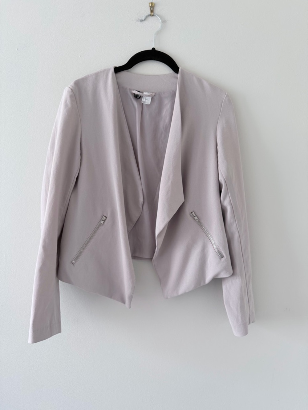 H&M Soft Grey Open-Front Draped Blazer